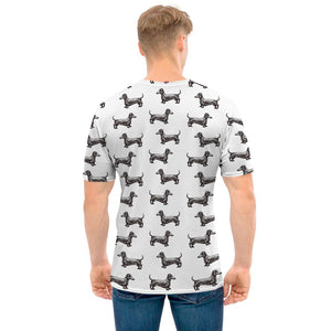 Black And White Dachshund Pattern Print Men's T-Shirt