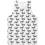 Black And White Dachshund Pattern Print Men's Tank Top