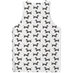 Black And White Dachshund Pattern Print Men's Tank Top