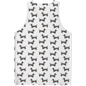 Black And White Dachshund Pattern Print Men's Tank Top