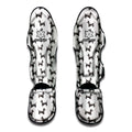 Black And White Dachshund Pattern Print Muay Thai Shin Guards