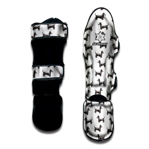 Black And White Dachshund Pattern Print Muay Thai Shin Guard