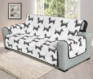 Black And White Dachshund Pattern Print Oversized Sofa Protector