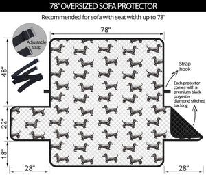 Black And White Dachshund Pattern Print Oversized Sofa Protector