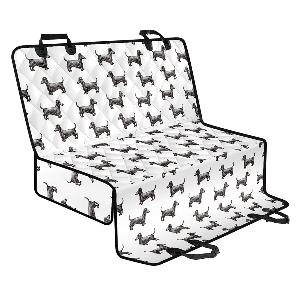 Black And White Dachshund Pattern Print Pet Car Back Seat Cover