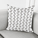 Black And White Dachshund Pattern Print Pillow Cover