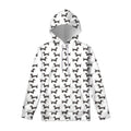 Black And White Dachshund Pattern Print Pullover Hoodie
