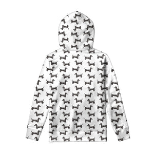 Black And White Dachshund Pattern Print Pullover Hoodie