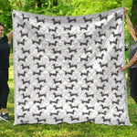 Black And White Dachshund Pattern Print Quilt