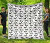 Black And White Dachshund Pattern Print Quilt