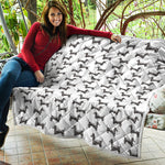 Black And White Dachshund Pattern Print Quilt