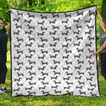 Black And White Dachshund Pattern Print Quilt