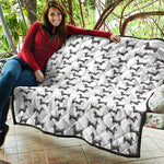 Black And White Dachshund Pattern Print Quilt