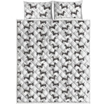 Black And White Dachshund Pattern Print Quilt Bed Set