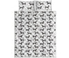 Black And White Dachshund Pattern Print Quilt Bed Set