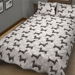 Black And White Dachshund Pattern Print Quilt Bed Set