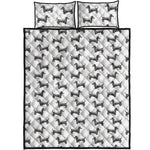 Black And White Dachshund Pattern Print Quilt Bed Set