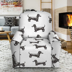 Black And White Dachshund Pattern Print Recliner Slipcover