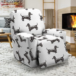 Black And White Dachshund Pattern Print Recliner Slipcover