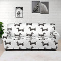 Black And White Dachshund Pattern Print Sofa Cover