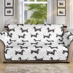 Black And White Dachshund Pattern Print Sofa Protector