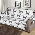 Black And White Dachshund Pattern Print Sofa Protector