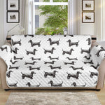 Black And White Dachshund Pattern Print Sofa Protector