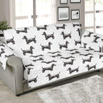 Black And White Dachshund Pattern Print Sofa Protector