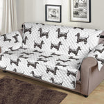 Black And White Dachshund Pattern Print Sofa Protector