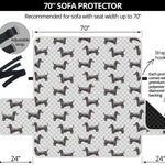 Black And White Dachshund Pattern Print Sofa Protector