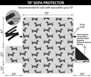 Black And White Dachshund Pattern Print Sofa Protector