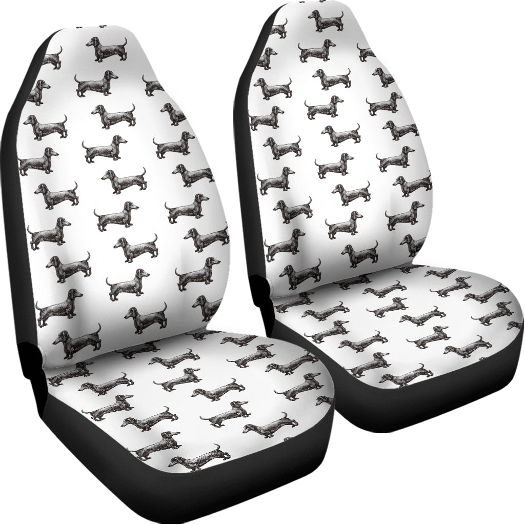 Black And White Dachshund Pattern Print Universal Fit Car Seat Covers