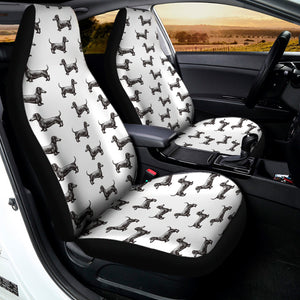 Black And White Dachshund Pattern Print Universal Fit Car Seat Covers