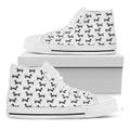 Black And White Dachshund Pattern Print White High Top Sneakers