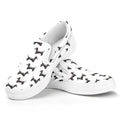 Black And White Dachshund Pattern Print White Slip On Sneakers