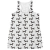 Black And White Dachshund Pattern Print Women's Racerback Tank Top