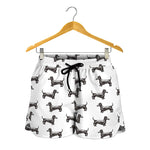 Black And White Dachshund Pattern Print Women's Shorts