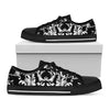 Black And White Damask Pattern Print Black Low Top Shoes