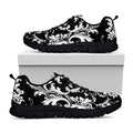 Black And White Damask Pattern Print Black Running Shoes
