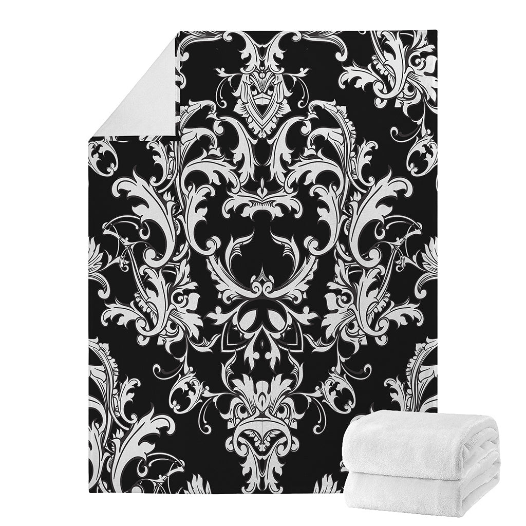 Black And White Damask Pattern Print Blanket