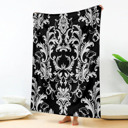 Black And White Damask Pattern Print Blanket