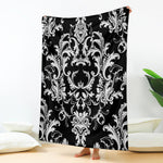 Black And White Damask Pattern Print Blanket