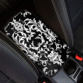 Black And White Damask Pattern Print Car Center Console Cover