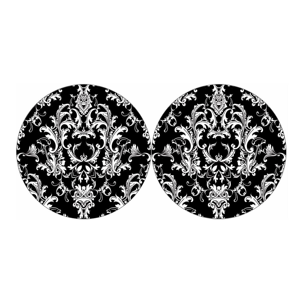 Black And White Damask Pattern Print Car Coasters