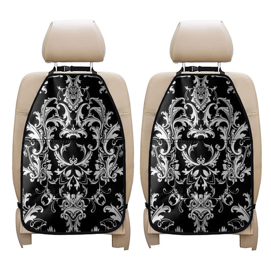 Black And White Damask Pattern Print Car Seat Organizers