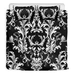 Black And White Damask Pattern Print Duvet Cover Bedding Set