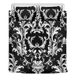 Black And White Damask Pattern Print Duvet Cover Bedding Set