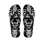Black And White Damask Pattern Print Flip Flops