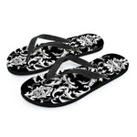 Black And White Damask Pattern Print Flip Flops