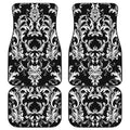 Black And White Damask Pattern Print Front and Back Car Floor Mats